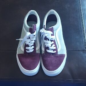 Vans Burgundy and White Sneakers
